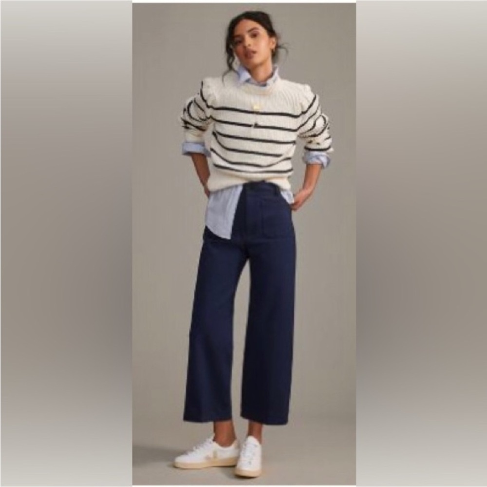 Scotch & Soda - Cream Sweater w/ Black Stripe & Puff Sleeve, Size L - Picture 2 of 7